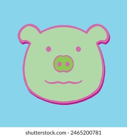 colorfull pig cartoon hand drawn art illustration
