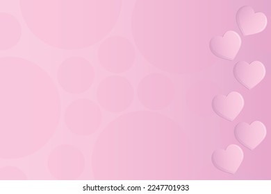Colorfull pink wallpaper elements in shape of heart flying on pink background. Love and Valentine's day concept. Birthday greeting card design.