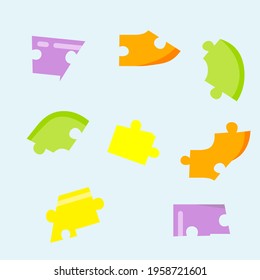 Colorfull puzzle pieces set for making B shape. Vector illustration for kids educational media