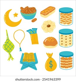 Ramadã colorido vários itens ilustração