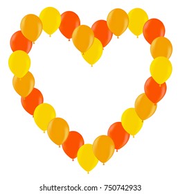 Colorfull Realistic Heart Bunch of Balloons Flying for Party and Celebrations with confetti. Trendy Design element of Happy Birthday or Valentine's day. Vector Illustration.