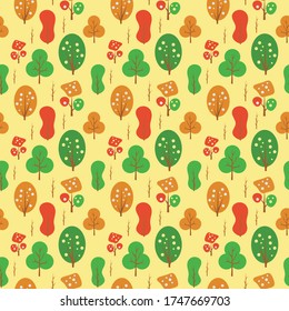 Colorfull repeat pattern with tree. Vector illustration support CMYK.