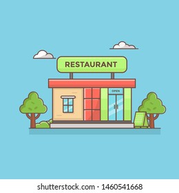 colorfull restaurant flat vector illustration