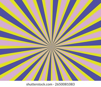 colorfull retro vintage abstract background Sunburst striped background design in purple red blue yellow green and white colors Sunburst or sun burst retro background