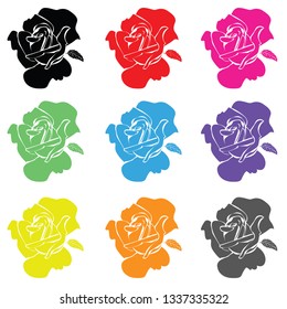 Colorfull rose flower icon