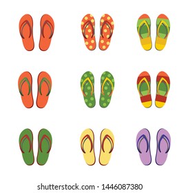 Colorfull sandals or summershoes set isolated white background