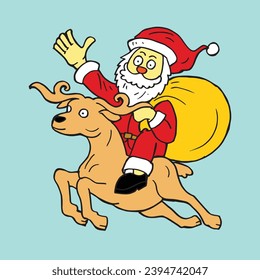 Colorfull santa claus hand drawn illustration element vector