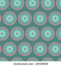 Colorfull seamless pattern with caleidoscope flowers