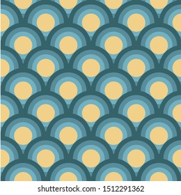 Colorfull seamless pattern with scale circle one inside one. Thematic color palette for events or seasons.