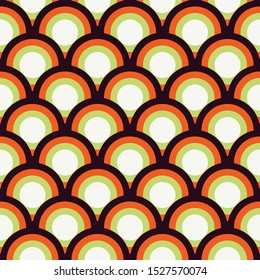 Colorfull seamless pattern with scale circle one inside one. Thematic color palette for events or seasons.
