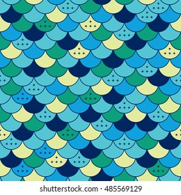 Colorfull semicircles abstract seamless pattern. Tile or fish scale