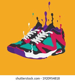 ilustración de vector de cuadros coloridos - salpicadura de tinta como esperma 