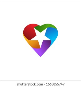 colorfull star and love icon vector logo