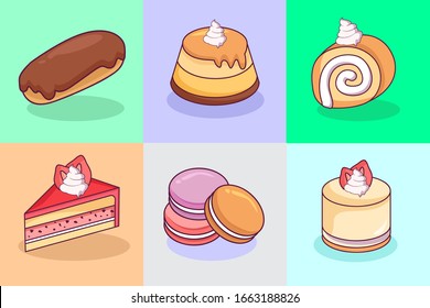 Colorfull sweet kawaii collection. Vector illustration EPS 10