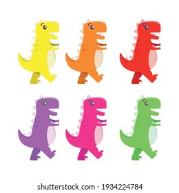 Colorfull T- Rex Simple Vector Illustration