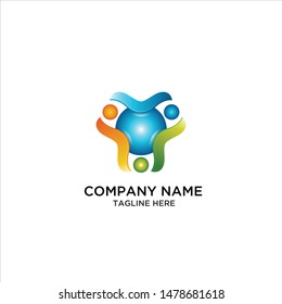 colorfull threeangle people tech logo
