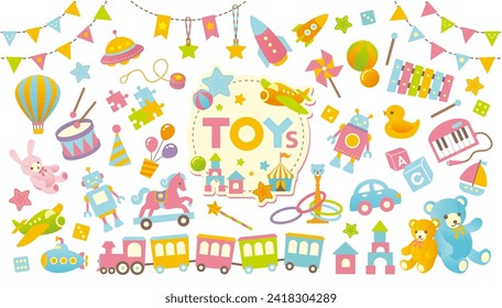 Colorfull toys clip art set, preschool children toys