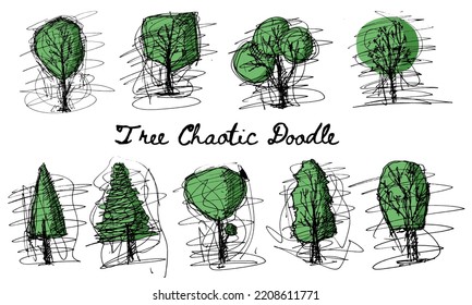 Farbige Baumkraut-Lines-Doodle