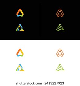 Colorfull triangle letter a geometric logo design