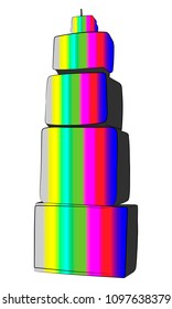 colorfull tv tower concept. vector drawing illustration