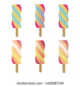 Colorfull Twisted Icecream with different colors