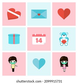 colorfull valentine vector set. valentine concept illustration. eps 10