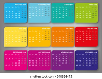 Colorfull vector 2016 calendar