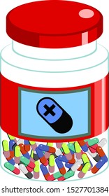 Colorfull vector of bottle of pills