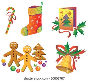 Iconos coloridos de navidad vectorial