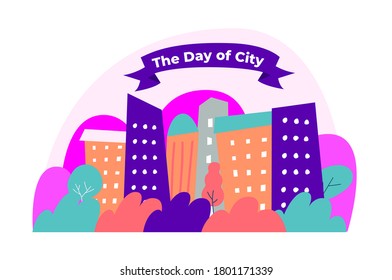 Concepto de diseño de vectores llanos coloridos vacaciones del día de la ciudad