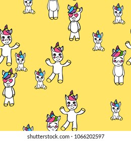 Colorfull vector seamless pattern whit unicorn. Texture for children