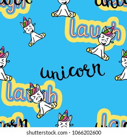 Colorfull vector seamless pattern whit unicorn. Texture for children