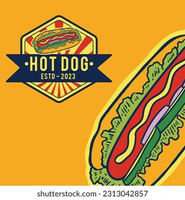 colorfull vintage logo hot dog