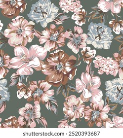 Colorfull watercolor floral pattern for digital prints design