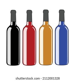 colorfull wine bottle set vector design