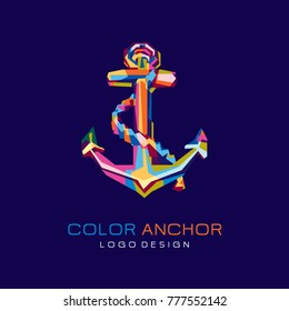 Colorfully Anchor logo. Creative logo Design