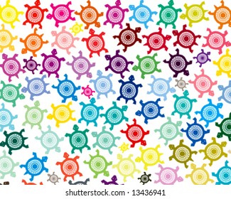 Colorfully tribal turtles white background