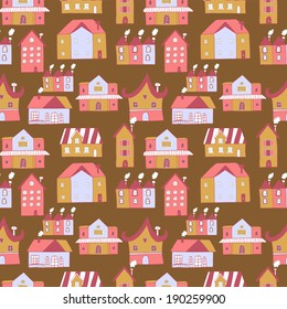 colorfully vector houses seamless pattern