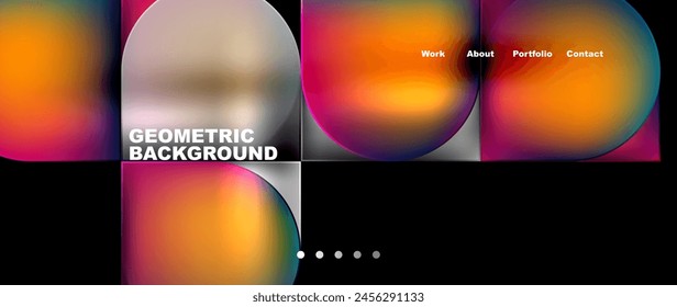 Colorfulness abounds in this geometric background with vibrant circles on a black backdrop. The mix of magenta and electric blue circles creates a visually appealing techinspired design
