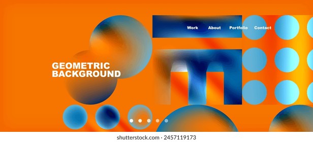 Colorfulness and Electric blue circles contrast beautifully on an Orange background, creating a vibrant geometric pattern. Perfect for art, graphics, or logo design