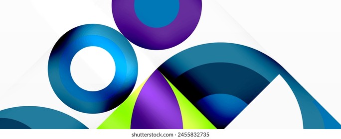 The colorfulness of the electric blue and magenta circles create a vibrant art piece. The liquidlike pattern and triangle elements add depth to the design