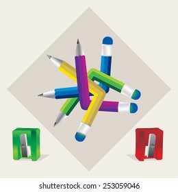 colorful-pencils--with-sharpen-vector