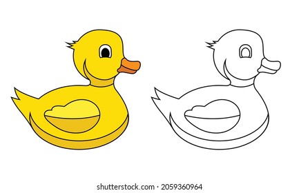 Colorign Book Cute Yellow Rubber Duck Stock Vector (Royalty Free ...