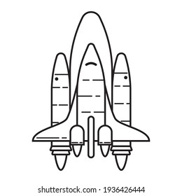 coloring activities for children. children's learning tools for coloring. Rocket Launch vector illustration. rocket icon. without color. isolated in white