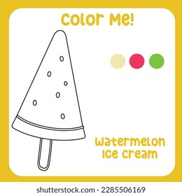 Coloring activity for children. Educational coloring worksheet. Printable coloring page or sheet outline of ice cream on white background. Practice worksheet for school and kindergarten. Vector file.