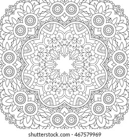 Coloring for adult anti-stress / mandala / indium. circular pattern / ethnic patterns / Boho/ Zentangl Tattoo style t-shirt, card /