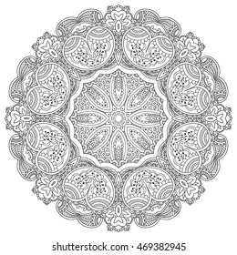Coloring for adult anti-stress / mandala / indium. circular pattern / ethnic patterns / Boho/ Zentangl Tattoo style t-shirt, card /
