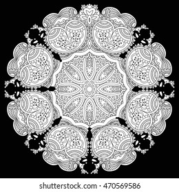 Coloring for adult anti-stress / mandala / indium. circular pattern / ethnic patterns / Boho/ Zentangl Tattoo style t-shirt, card /