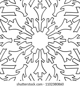 Coloring Adult Book. Black and White Pattern with Tribal Zentangle Mandala. Tribal Monochrome Pattern for Coloring Page, Textile, Paper. Vector
