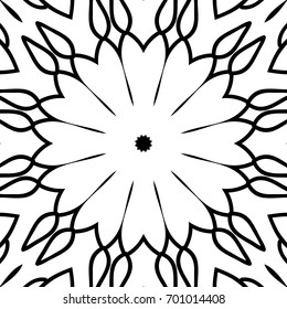 Coloring Adult Book. Black and White Seamless Pattern with Tribal Zentangle Mandala. Tribal Monochrome Pattern for Coloring Page, Textile, Paper. Vector